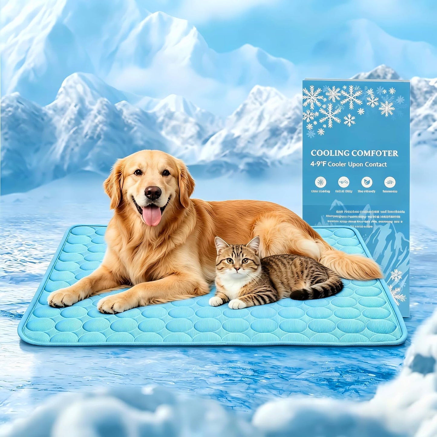 Cooling Mat for Dogs, Arc-Chill Q-Max>0.4 Washable Breathable Pad | Dog Cooling Mat with Non-Slip Base, Non-Toxic Foldable Pad, Fast Heat Release for Indoor Outdoor Car Summer Use