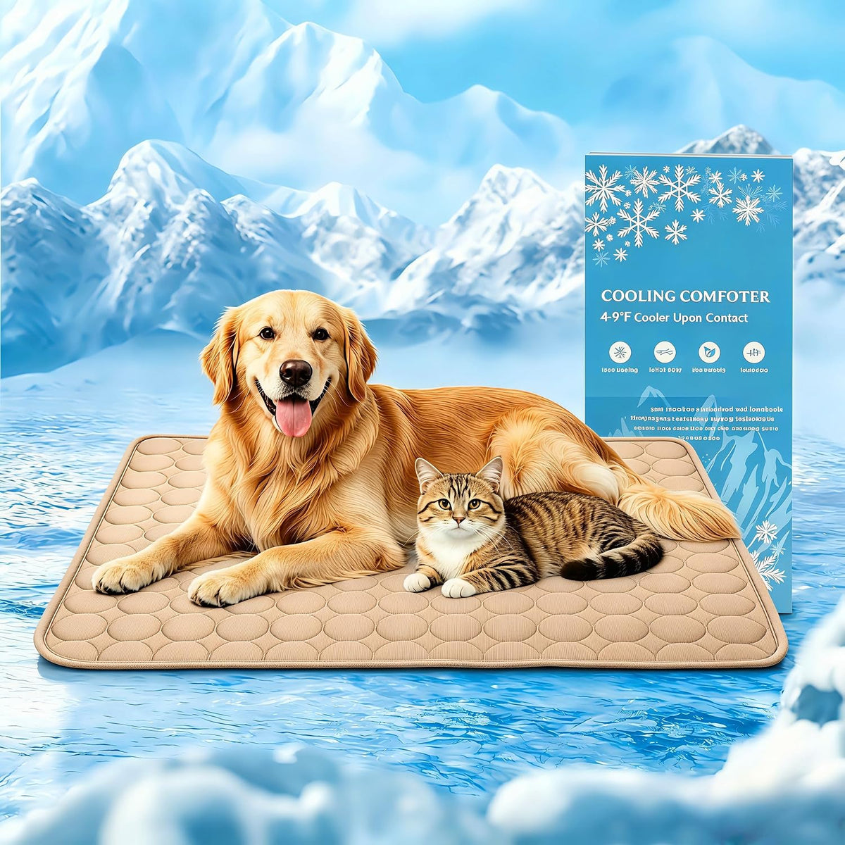 Cooling Mat for Dogs, Arc-Chill Q-Max>0.4 Washable Breathable Pad | Dog Cooling Mat with Non-Slip Base, Non-Toxic Foldable Pad, Fast Heat Release for Indoor Outdoor Car Summer Use